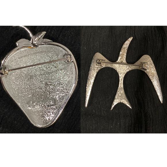 70s Sarah Coventry Silver Strawberry Brooch & Seagull Brooch | Lot 2 Pins - Picture 5 of 6